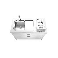 Stainless steel kitchen LC 130-C120/1contemporaryislandwith integrated handle