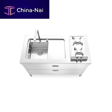 Stainless steel kitchen LC 130-C120/1contemporaryislandwith integrated handle