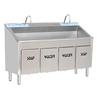 2-station surgical sink MEY 1020stainless steelwith knee-operated soap dispenserwith knee-operated tap