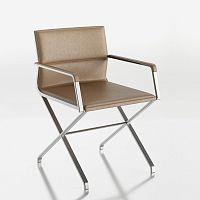 Contemporary chair FOCUSindoorleatherbrushed metal base