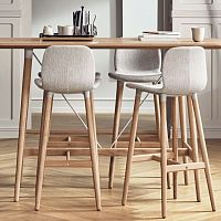 Contemporary stool SEED plasticwooden basemetal base