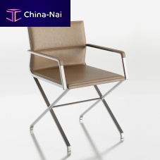 Contemporary chair FOCUSindoorleatherbrushed metal base