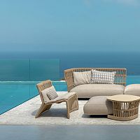 Contemporary fireside chair CLIFF fabricropealuminum