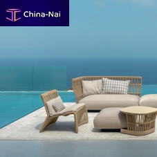 Contemporary fireside chair CLIFF fabricropealuminum