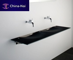 Wall-mounted washbasin ONDAglassdoublerectangular