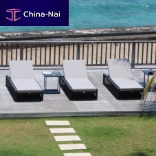 Contemporary sun lounger HORIZON fabricteakaluminum
