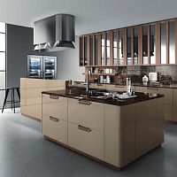 Contemporary kitchen NOISETTE laminatewalnutisland