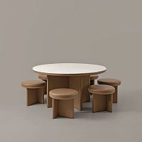 Contemporary stool AUDREYleatherMDFwooden base