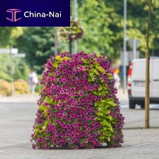 Galvanised steel flower tower planter H1200roundhigh-resistancewith automatic watering