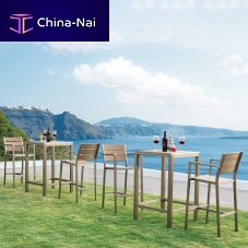 Contemporary bar stool H-3331solid woodaluminum basecommercial
