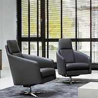 Contemporary club chair BOSSleatherfabricchrome