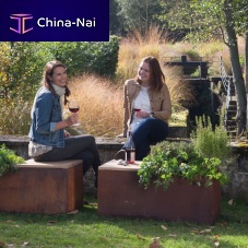 Contemporary garden bench HG-BteakCOR-TEN® steelwithout backrest