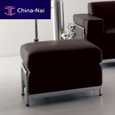 Contemporary ottoman JAVA fabricleatherchrome steel