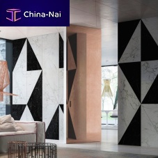 Interior wall-covering ORIZZONTEwoodenceramicleather
