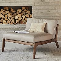 Contemporary fireside chair SOVA fabricleatherwooden