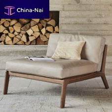 Contemporary fireside chair SOVA fabricleatherwooden
