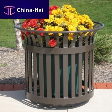Powder-coated steel planter CARNIVAL roundcontemporaryfor public space