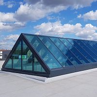 Fixed glass roof PR60aluminumpyramid typefire-rated