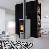 Wood heating stove HYBRID14 kWcontemporarysteel