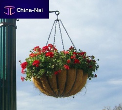 Public space hanging planter stand ONE-WAY SCROLL ARM