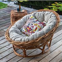 Contemporary armchair MEXICOfabricrattanwith removable cushion