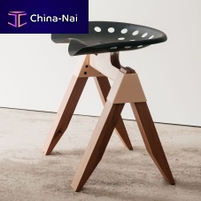 Contemporary stool HARVESTERsteelwooden base