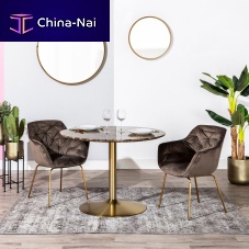 Traditional armchair HEDYvelvetstainless steelbrown