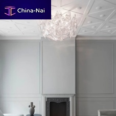 Contemporary ceiling light Hopesculpturalglasspolished stainless steel