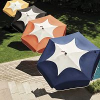 Hexagonal parasol SUNSHADYmast-centeredtiltable mastpolyester