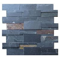 Indoor mosaic tile STACKEDwallslategeometric pattern