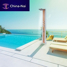 Solar outdoor shower DADA STRAIGHTpoolmulti-functionwith foot washer