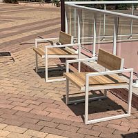 Contemporary garden chair DOMINO outdoorsteelwooden