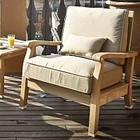 Contemporary armchair HERITAGEfabricteakwith removable cushion