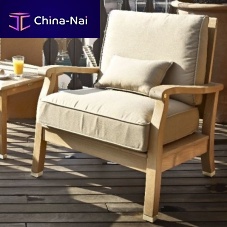 Contemporary armchair HERITAGEfabricteakwith removable cushion
