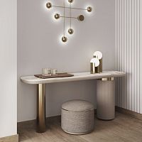 Contemporary pouf amer fabricmetalround