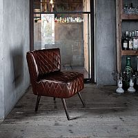 Traditional armchair CLEVELANDleathersolid woodbrown