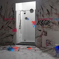 Swing shower screen V1B EVENfor alcovestempered glass
