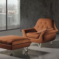 Traditional armchair PO28 CHERUBINO fabricwith footrest