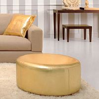 Contemporary pouf synthetic leatherroundgolden