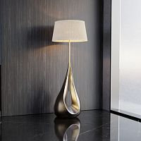 Floor-standing lamp PYROpolished brassfabricfiberglass