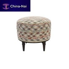 Contemporary stool ALICE fabricwooden baseround