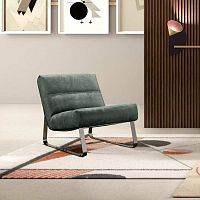 Contemporary fireside chair LOFTleathermetalsled base