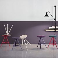 Contemporary stool AKY 0122-h47-METleatherfabricash