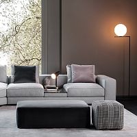 Contemporary pouf DAMAfabricleatherround