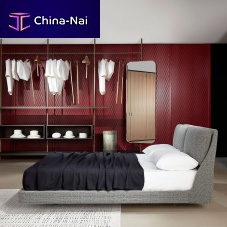Double bed MAKURA contemporaryupholsteredwith headboard
