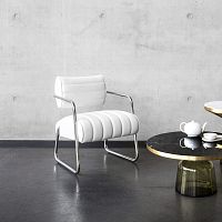 Contemporary armchair Bonaparte fabricleatherchrome steel