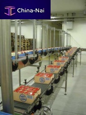 Chain conveyor horizontaltransportfor boxes