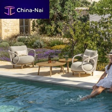 Contemporary relaxing armchair KARENfabricwoodenwith removable cushion