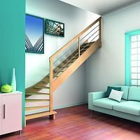 Quarter-turn staircase CLASSIQUEstraightwooden stepwooden frame