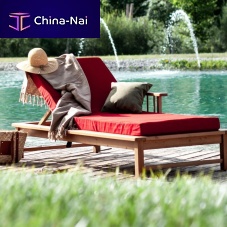 Contemporary sun lounger RIVIERAfabricsolid woodlarch